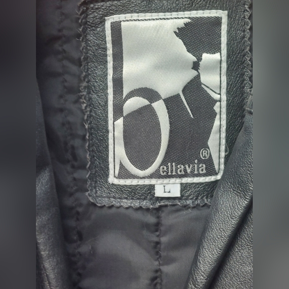 L, BellaVia Retro, Black Leather Coat - Picture 3 of 7